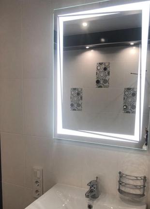 Led дзеркало з підсвіткою у ванній кімнаті 600х800 мм5 фото