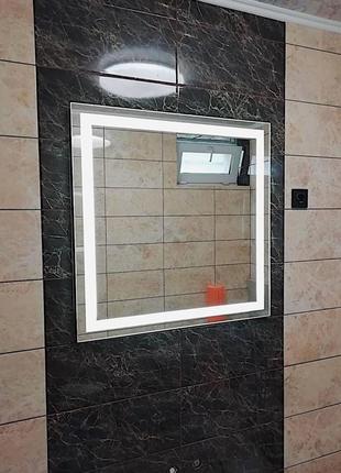 Led дзеркало з підсвіткою у ванній кімнаті 683х800 мм4 фото