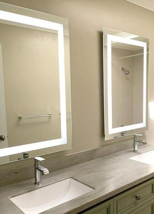 Led дзеркало з підсвіткою у ванній кімнаті 600х800 мм7 фото