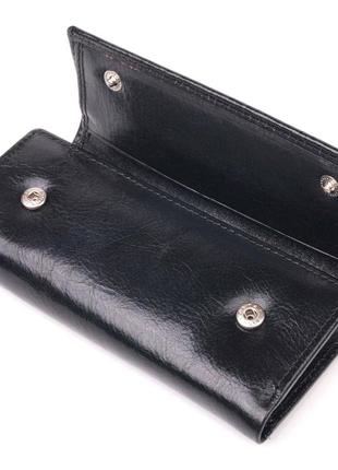 Надійний гаманець-ключниця з натуральної гладкої шкіри st leather 19415 чорний4 фото