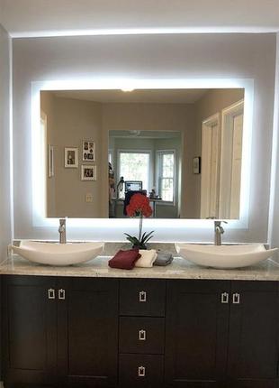 Зеркало с диодной подсветкой в ванную комнату 1025х800 мм1 фото