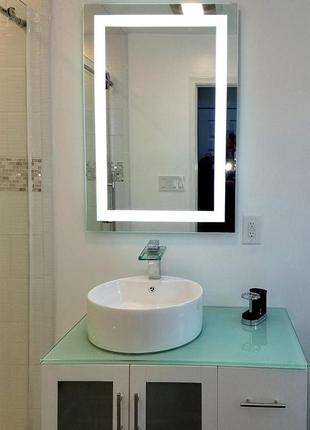 Led дзеркало з підсвіткою у ванній кімнаті 600х800 мм2 фото