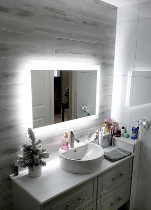 Зеркало с led подсветкой в ванную комнату 1025х800 мм6 фото
