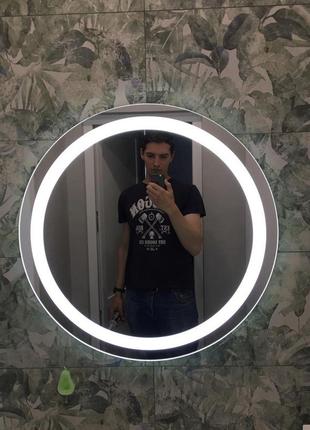 Зеркало с led подсветкой в ванную комнату 800*800 мм5 фото