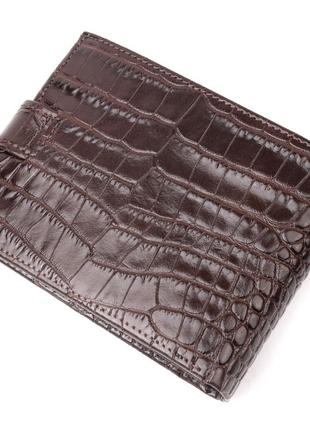 Классический мужской кошелек из натуральной кожи с тиснением под крокодила karya 21199 коричневый2 фото