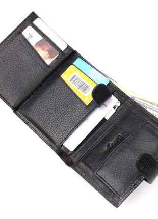 Отличный мужской кошелек из фактурной кожи karya 21038 черный6 фото