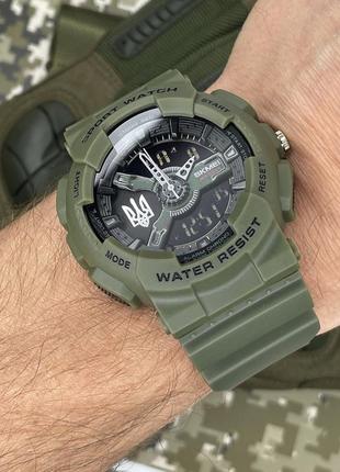 Тактические часы patriot 005 с логотипом тризуб олива водонепроницаемые противоударные военные2 фото