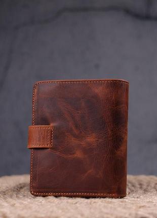 Функциональный мужской кошелек в винтажной коже karya 21369 рыжий9 фото