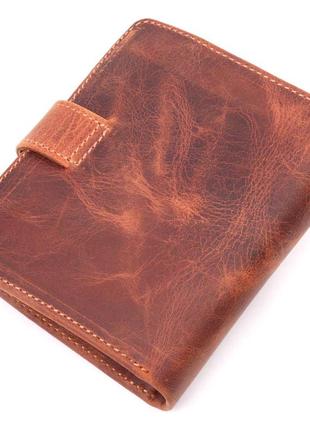 Функциональный мужской кошелек в винтажной коже karya 21369 рыжий2 фото