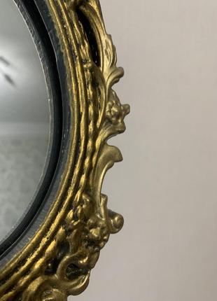 Зеркало зеркало люстерко настенное настольное винтажное ретро раритет старинное золотистое золотое вензели барокко рококо с узорами2 фото
