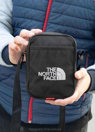 Маленькая городская сумка мессенджер мужская the north face small черная из ткани через плечо tnf молодежная