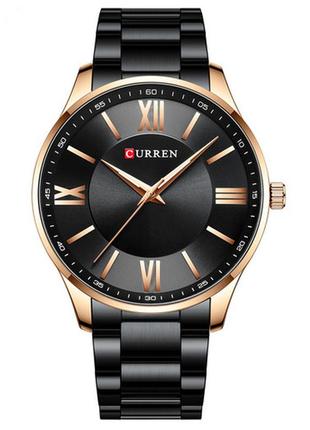 Класичний чоловічий наручний годинник curren 8383 black-gold