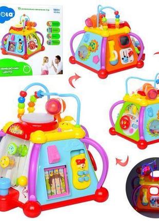 Мультибокс розвиваюча іграшка для дітей, телефон, молоточок, кермо, стучалка, звук, світло 806 т