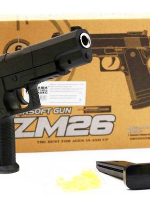 Пістолет металевий кольт стріляє кульками 6 мм zm 26 colt 1911 - a13 фото