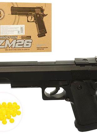Пістолет металевий кольт стріляє кульками 6 мм zm 26 colt 1911 - a14 фото