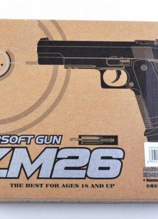 Пистолет металлический colt 1911 - a1, детский, стреляет пульками 6 мм zm 26