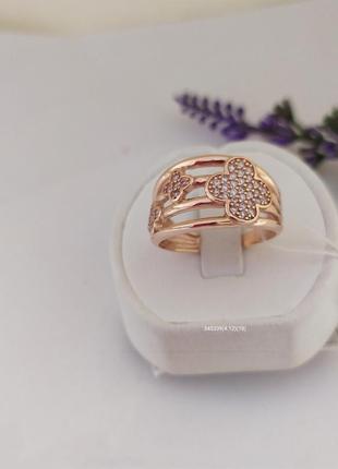 Золотое кольцо с цирконием стильное золотое кольцо 345339