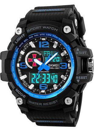 Тактичний годинник  patriot 012 з логотипом зсу чорно-сині протиударний військовий