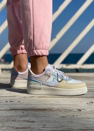 Nike air force 1 shadow (белые с бежево/сиреневым)