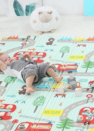 Детский двухсторонний термо-коврик 180-150 см (аналог parklon) арт. 50015 топ10 фото