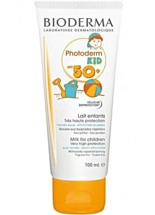 Солнцезащитное молочко для детей bioderma photoderm kid lait solaire enfants spf 50+, 100 мл