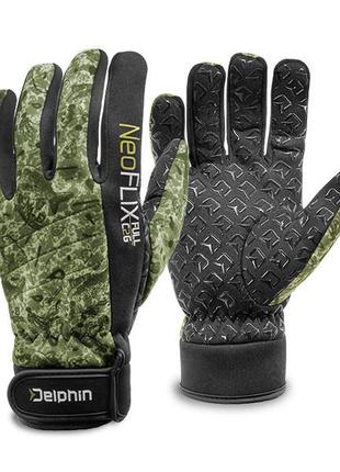 Рукавички рибальські, рукавички неопренові флісові delphin neoflix l-xl