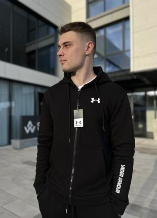 Зимовий чорний спортивний костюм under armour / теплий костюм кофта на змійці + штани андер армор на зиму2 фото