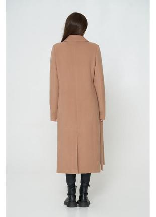 Двубортное длинное женское пальто из турецкого кашемира с отложным воротником (42-60р.)4 фото