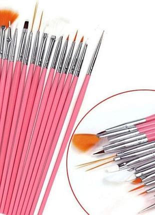 Набор кистей для дизайна ногтей - 15 шт.