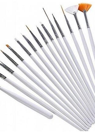 Набор кистей для дизайна ногтей - 15 шт.