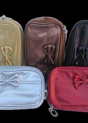 Косметичка прямоугольная объемная с бантиком №070-69