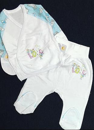 Комплект 2в1: льоля, повзунки "принт", кулір, тм "happy tot", 62 см (сорочечка з повзунками)