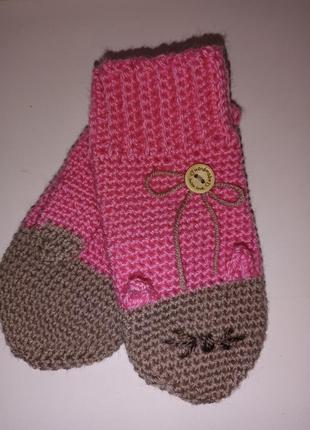 Рукавички рукавиці мітенки рожеві кошенята2 фото