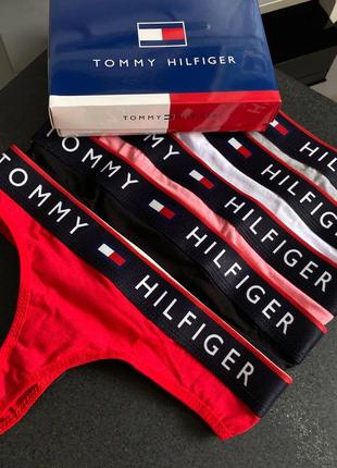 Женский набор стринг tommy hilfiger 5 шт + коробка1 фото