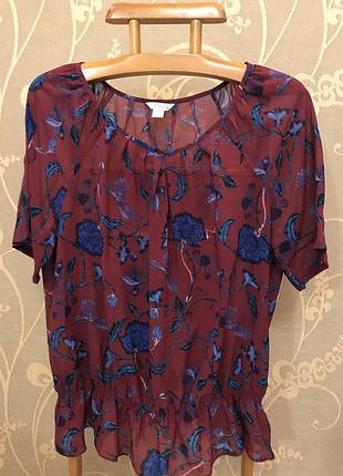 Очень красивая и стильная брендовая блузка в цветах и птичках 19.