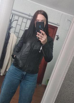 Кожаная куртка only мягкая натуральная кожа черная