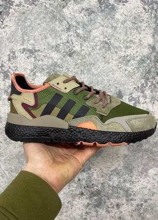 Мужские кроссовки adidas nite jogger boost  core black orange dark green#адидас1 фото