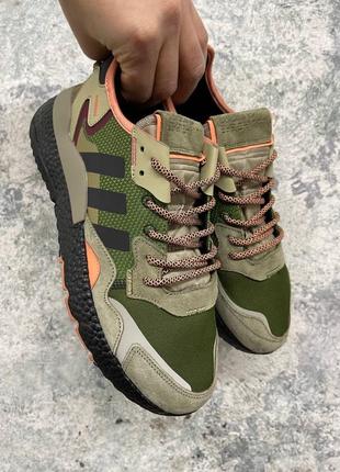 Мужские кроссовки adidas nite jogger boost  core black orange dark green#адидас8 фото