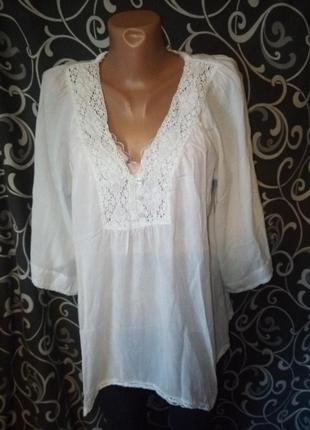 Лёгкая хлопковая свободная блуза с широким рукавом