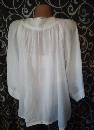 Легка бавовняна вільна блуза з широким рукавом3 фото