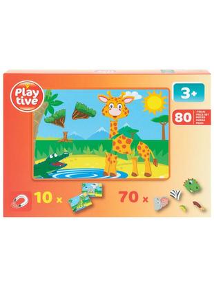 Магнитная головоломка животные 80 шт разноцветный playtive