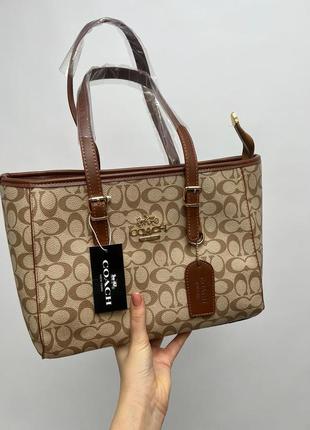 Женская вместительная коричневая сумка с ручками coach 🆕 большая сумка3 фото