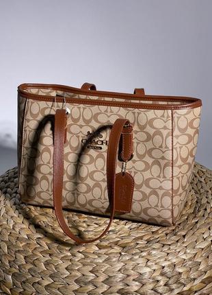Женская вместительная коричневая сумка с ручками coach 🆕 большая сумка5 фото