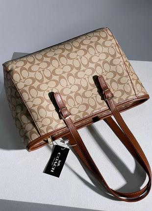 Женская вместительная коричневая сумка с ручками coach 🆕 большая сумка7 фото