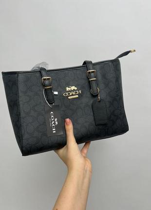 Женская вместительная  серая сумка с ручками coach 🆕 большая сумка