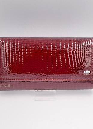 Гаманець жіночий шкіряний лак з додатковою візитницею бордовий balisa6 фото