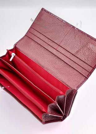 Гаманець жіночий шкіряний лак з додатковою візитницею бордовий balisa4 фото