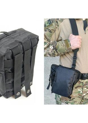 Подсумок аптечка тактическая molle черный для рпс, разгрузки или жилета