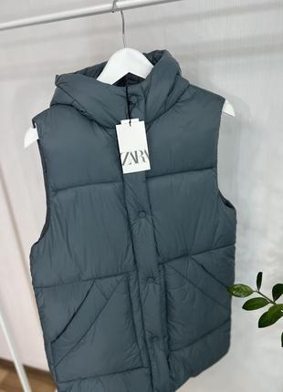 Теплий жилет zara подовжений, жилетка безрукавка