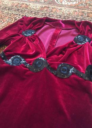 Сукня велюрова бордова платье бархатное 44 / 36 / s3 фото